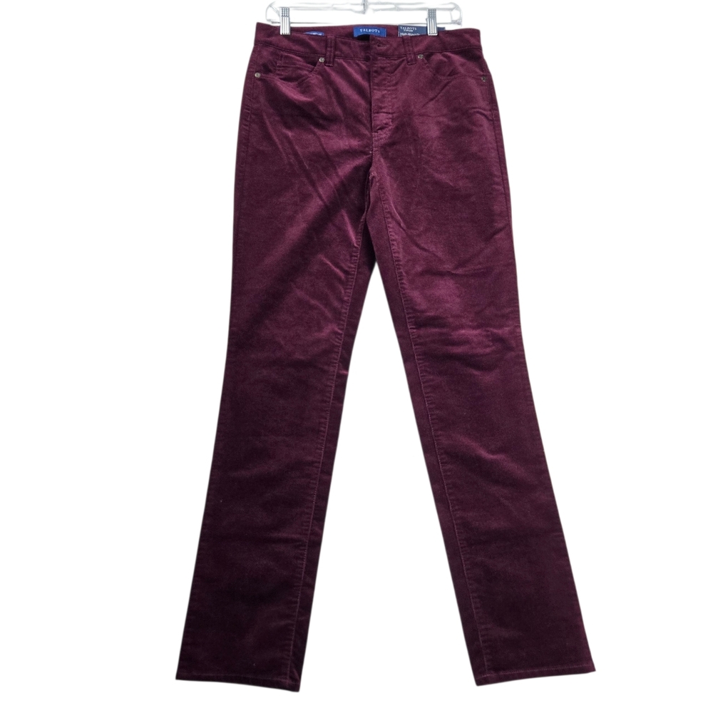 NEW Talbots Flawless Burgundy High-Rise Straight-Leg Slimming Corduroy Pant Sz 6